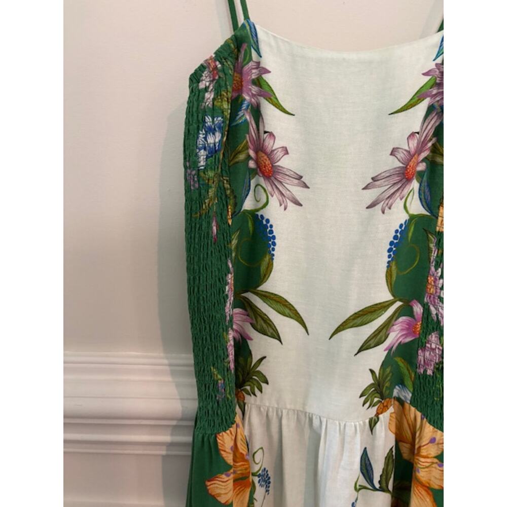 Farm Rio Dress Sweet Bloom Dreamscape Linen Blend Midi Sundress Size Small - Picture 7 of 10